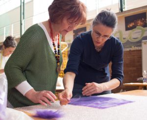 lisbeth wahl demonstrating nuno felting