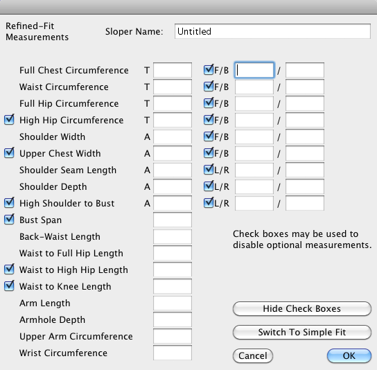 Refined Fit Measurements