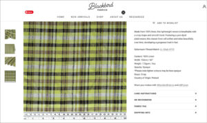 Blackbird Fabric Showing Scale