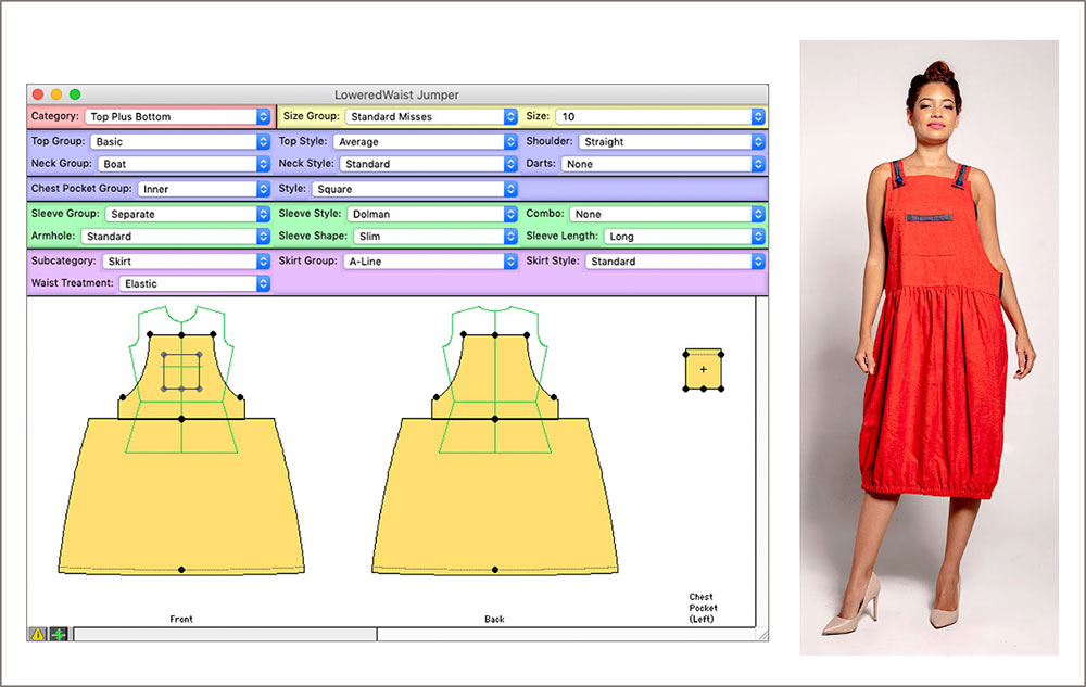 Linen Jumper using a Patch Pocket. Designed with Garment Designer pattern making software.