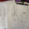 Garments drawn on a fashion croquis
